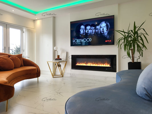 Media Wall Aurora Flush Mounted Electric Fire - 50 inch