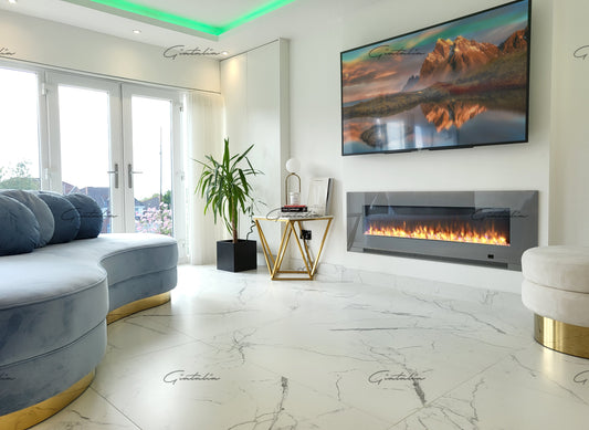 Media Wall Aurora Flush Mounted Electric Fire - 78 inch