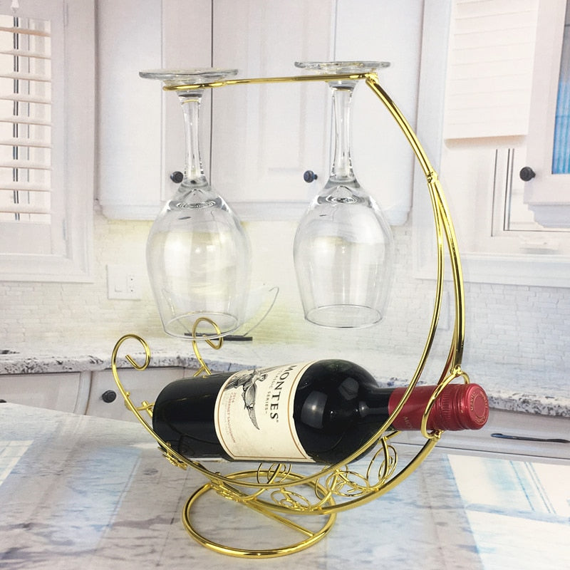 Wine Glass & Bottle Metal Storage - 3 Colours