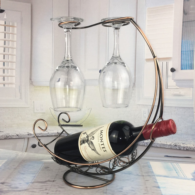 Wine Glass & Bottle Metal Storage - 3 Colours