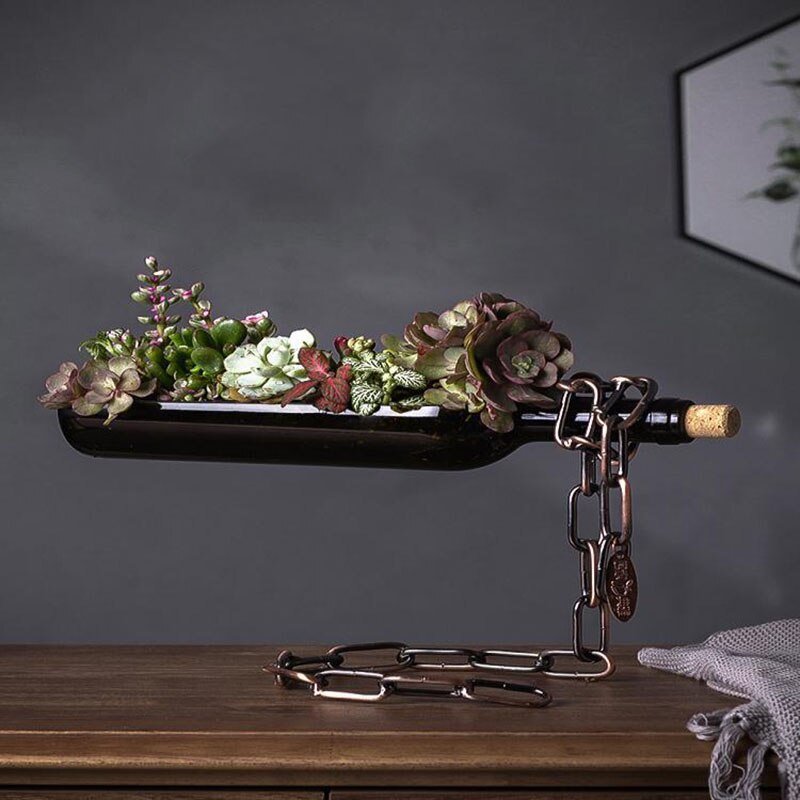 Floating Effect Wine Bottle Plant Pots