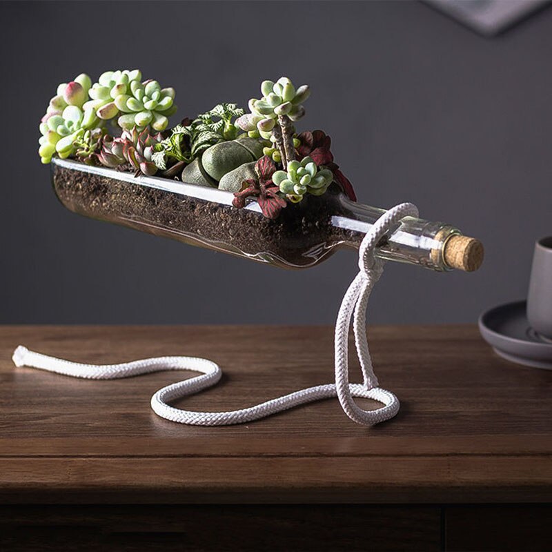 Floating Effect Wine Bottle Plant Pots