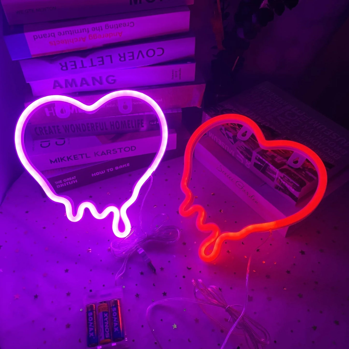 Mouth, Lip, Heart, Wings Neon Sign