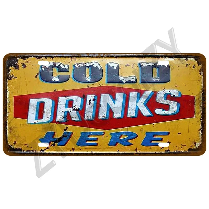 Various Vintage Metal Signs 15x30cm (1 Provided)