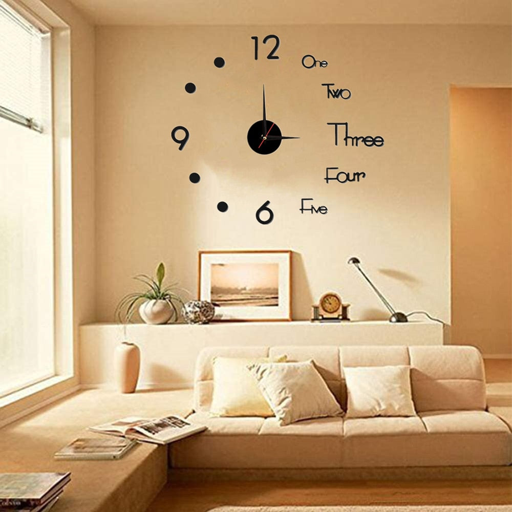 Wall Clock Stickers & Clock - 3 Colours