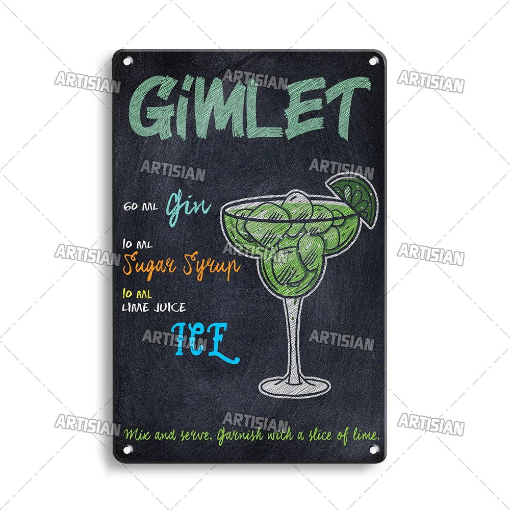 Vintage Cocktail Metal Sign