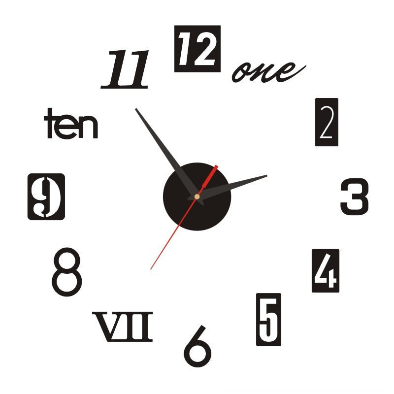 Wall Clock Stickers & Clock - 3 Colours