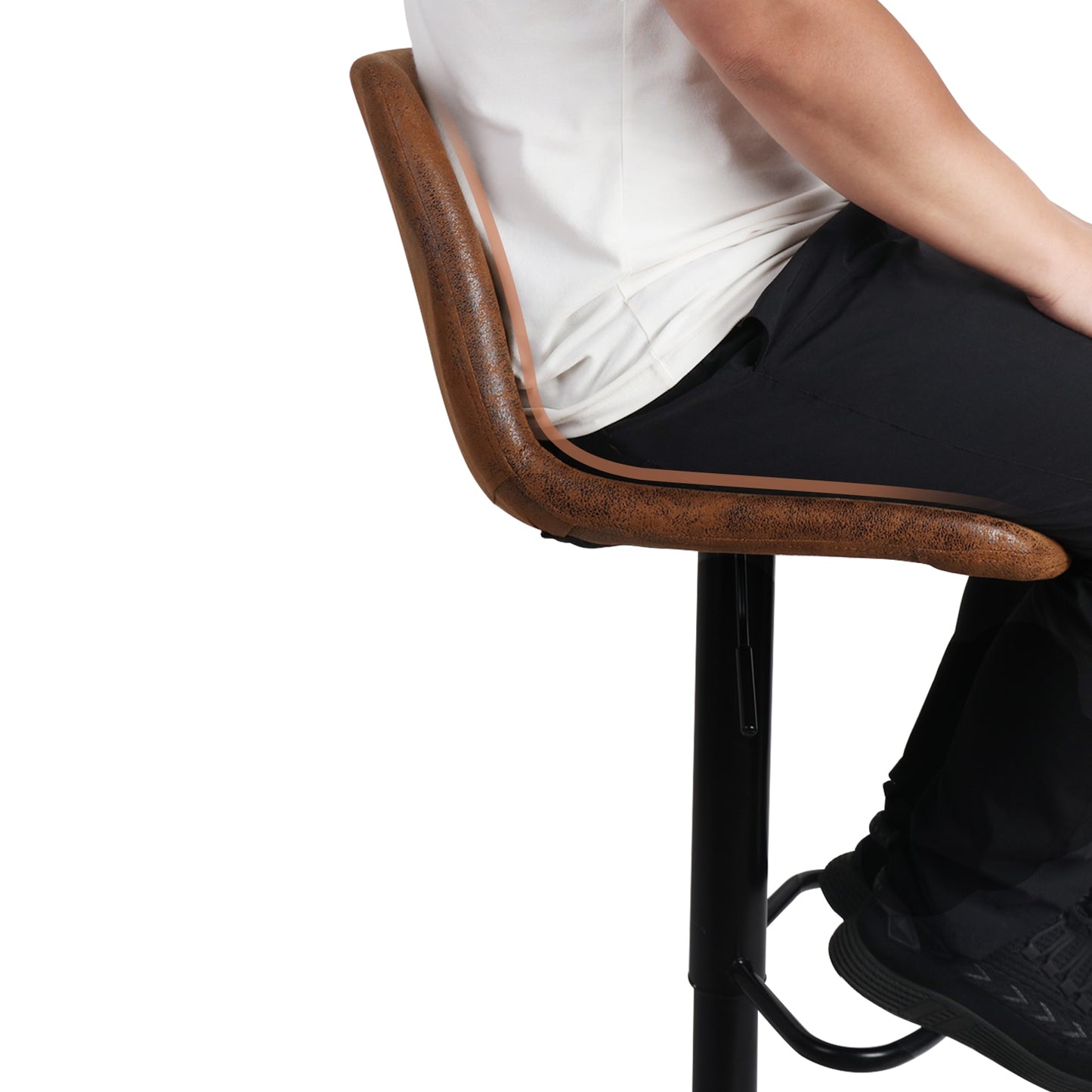 Set of 2 Bar Stools in faux faded leather