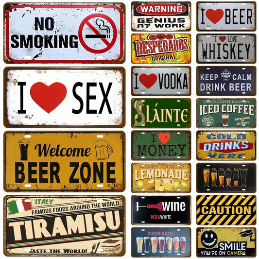 Various Vintage Metal Signs 15x30cm (1 Provided)