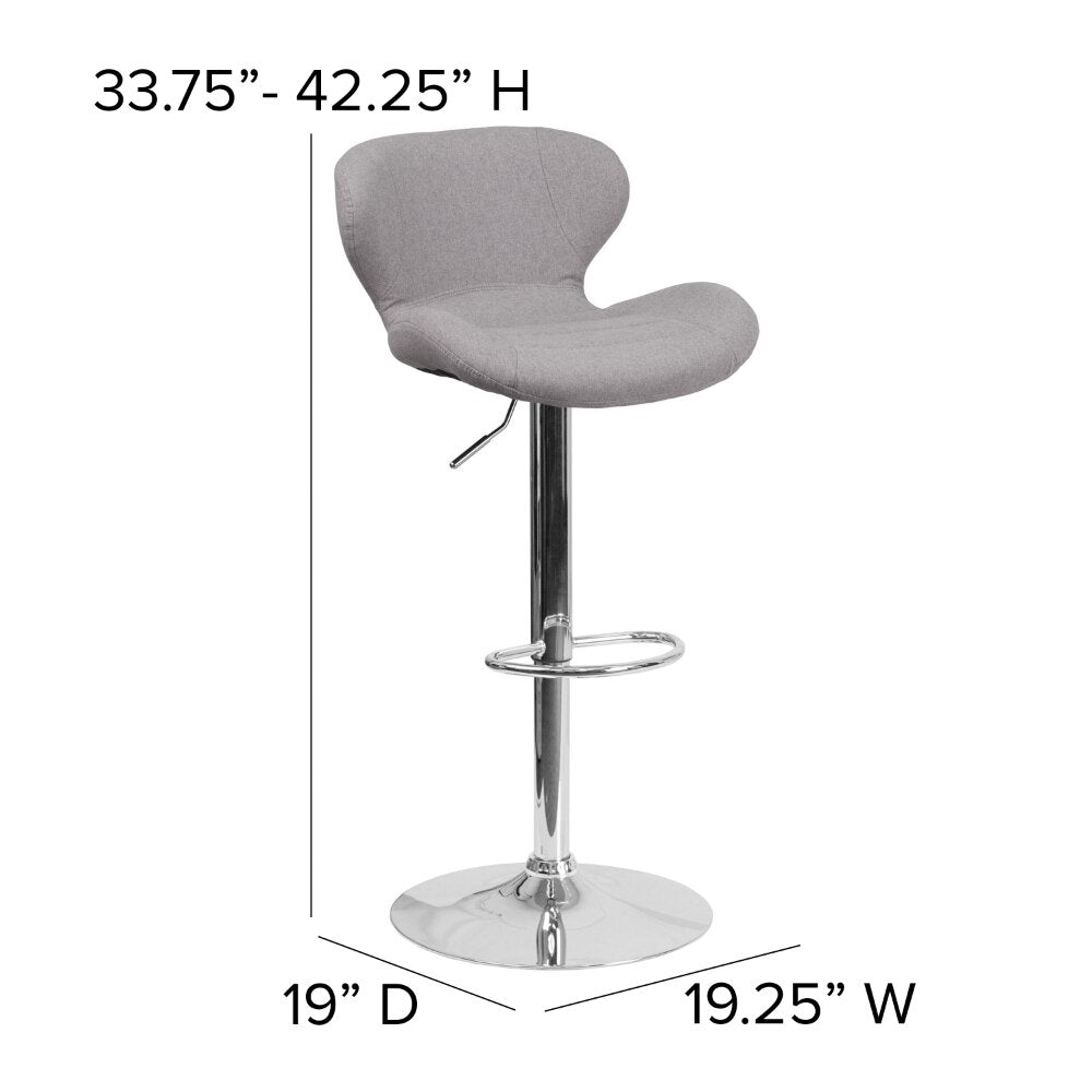 Contemporary Fabric Adjustable Kitchen Barstool - Vinyl/Fabric