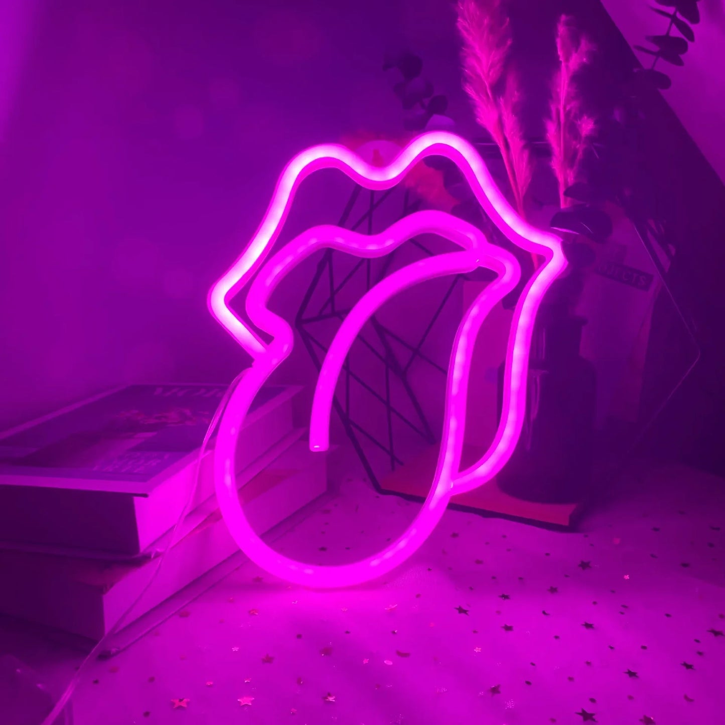 Mouth, Lip, Heart, Wings Neon Sign