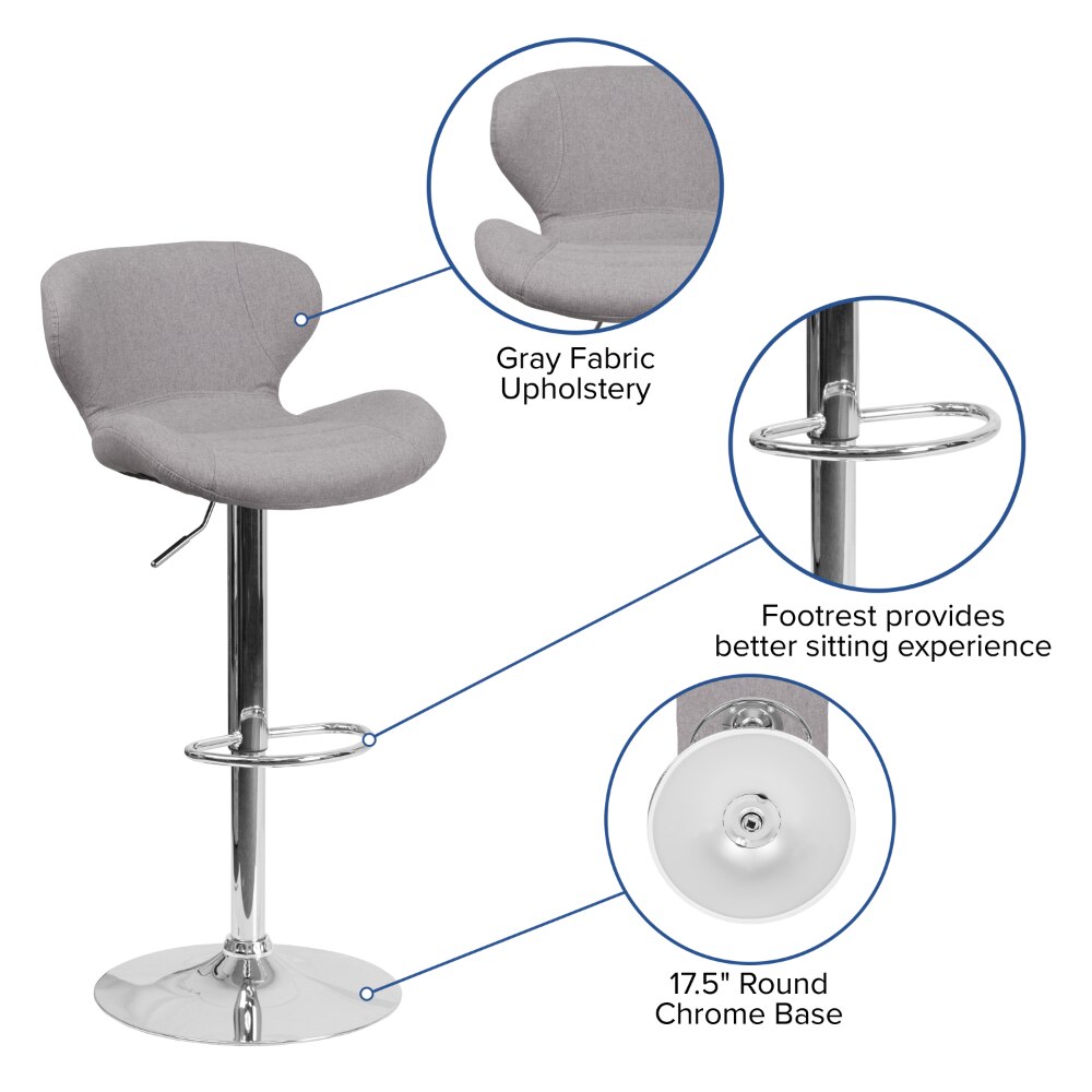 Contemporary Fabric Adjustable Kitchen Barstool - Vinyl/Fabric