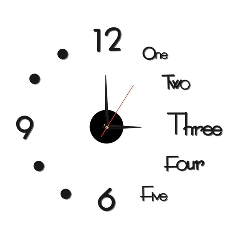 Wall Clock Stickers & Clock - 3 Colours