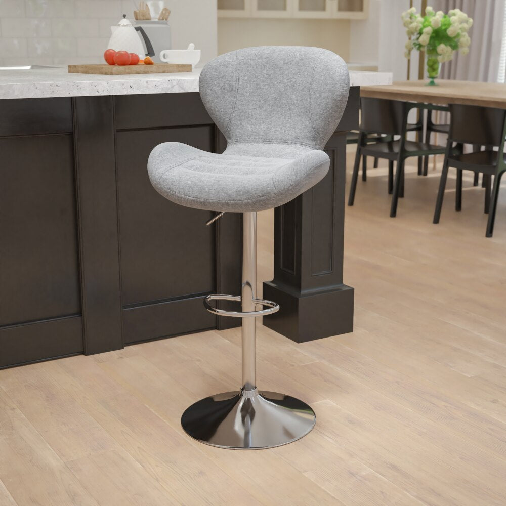 Contemporary Fabric Adjustable Kitchen Barstool - Vinyl/Fabric