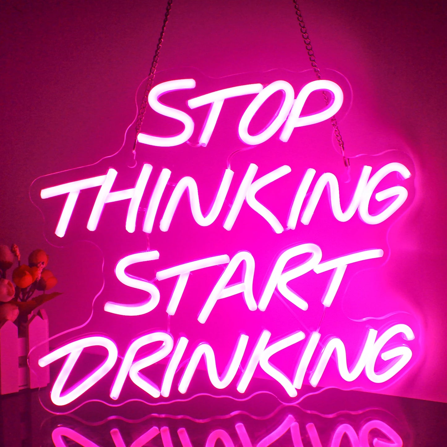 Stop Thinking Start Drinking Neon Sign - Various