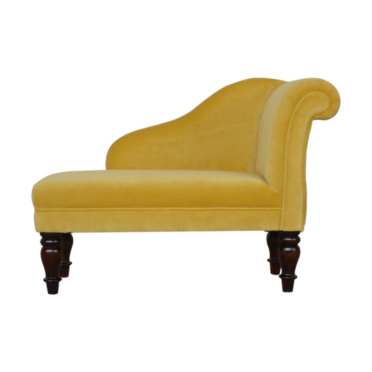 Mustard Velvet Chaise - mancavesuperstore