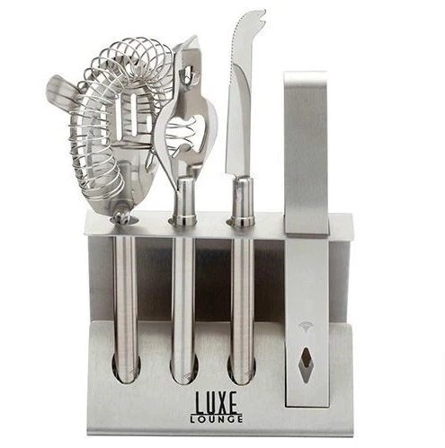 BarCraft Stainless Steel Cocktail Tool Set - 5 Piece - mancavesuperstore