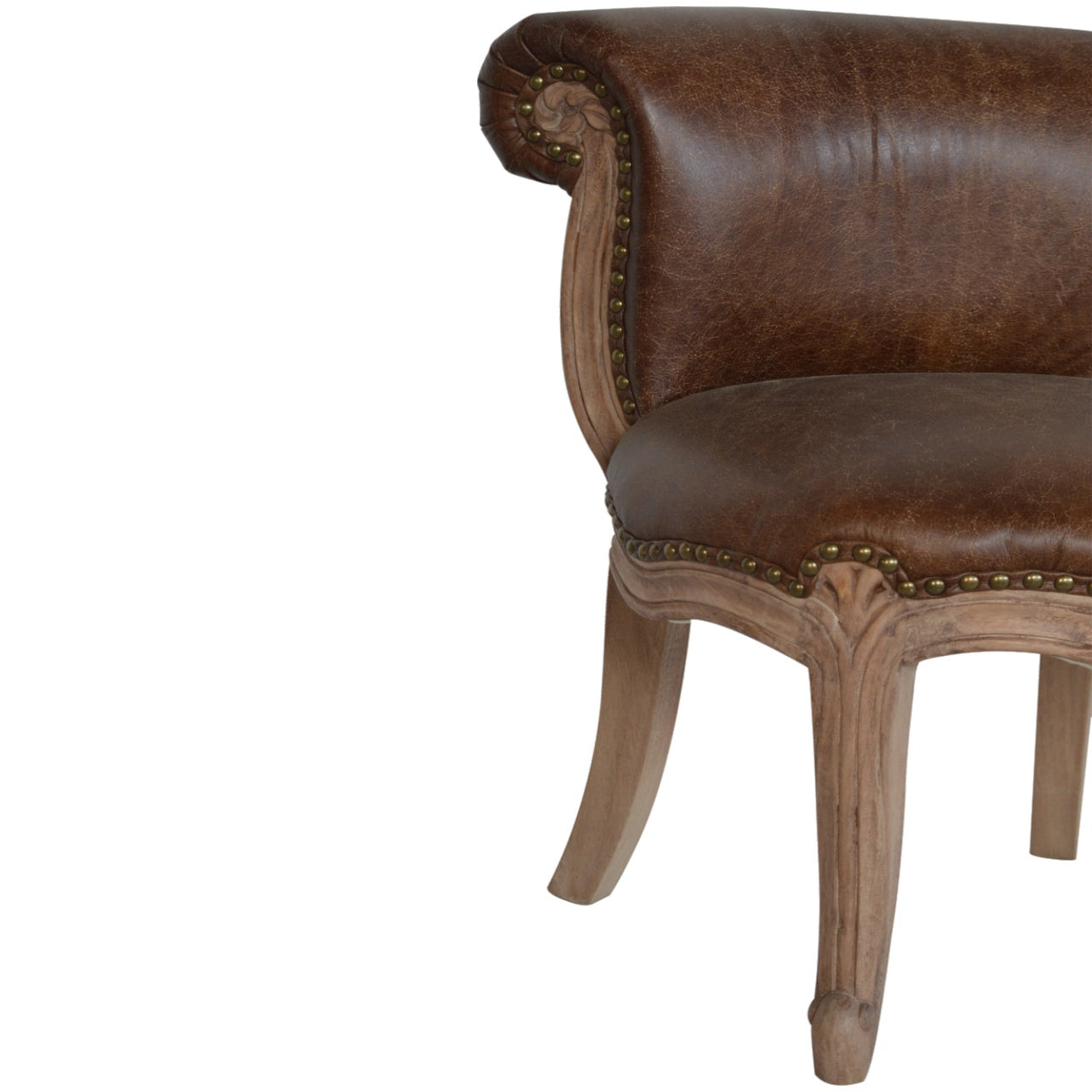Buffalo Hide Studded Chair with Cabriole Legs - mancavesuperstore