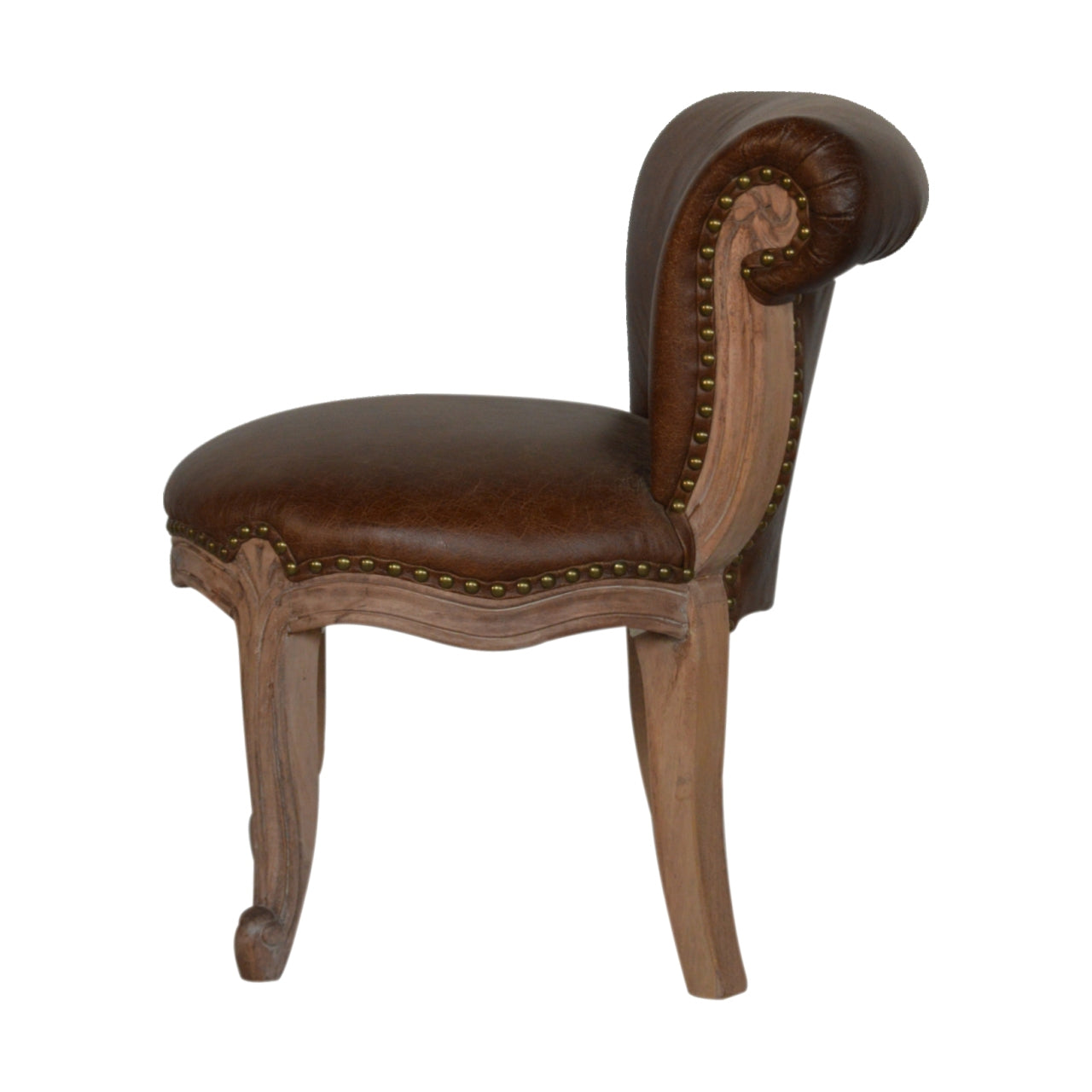 Buffalo Hide Studded Chair with Cabriole Legs - mancavesuperstore