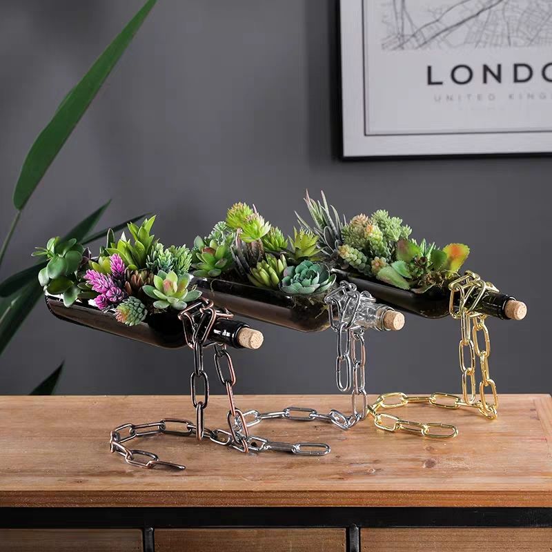 Floating Effect Wine Bottle Plant Pots