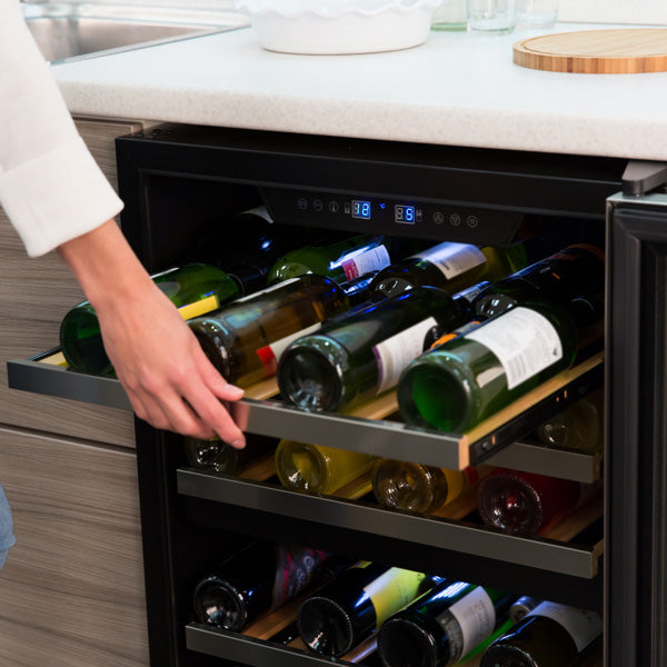 Dual Zone Undercounter Wine Cooler/Fridge - 44 Bottle Capacity - Stainless Steel Finish