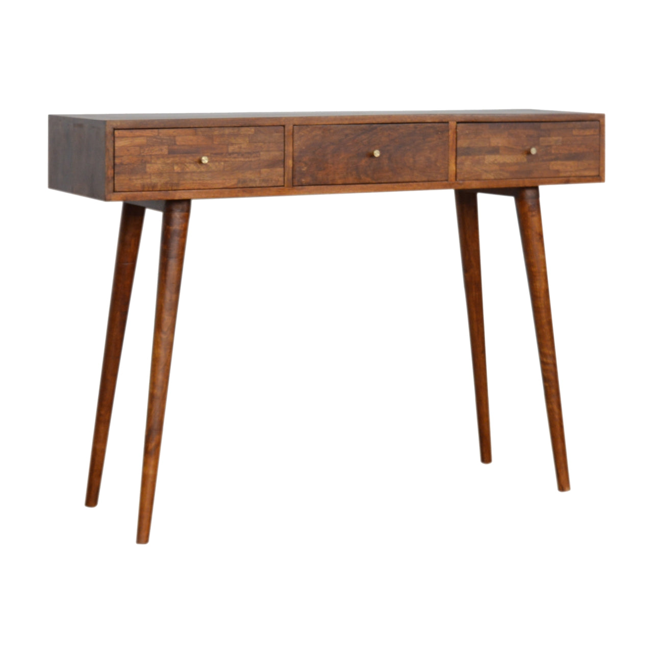 3 Drawer Mixed Chestnut Console Table - mancavesuperstore