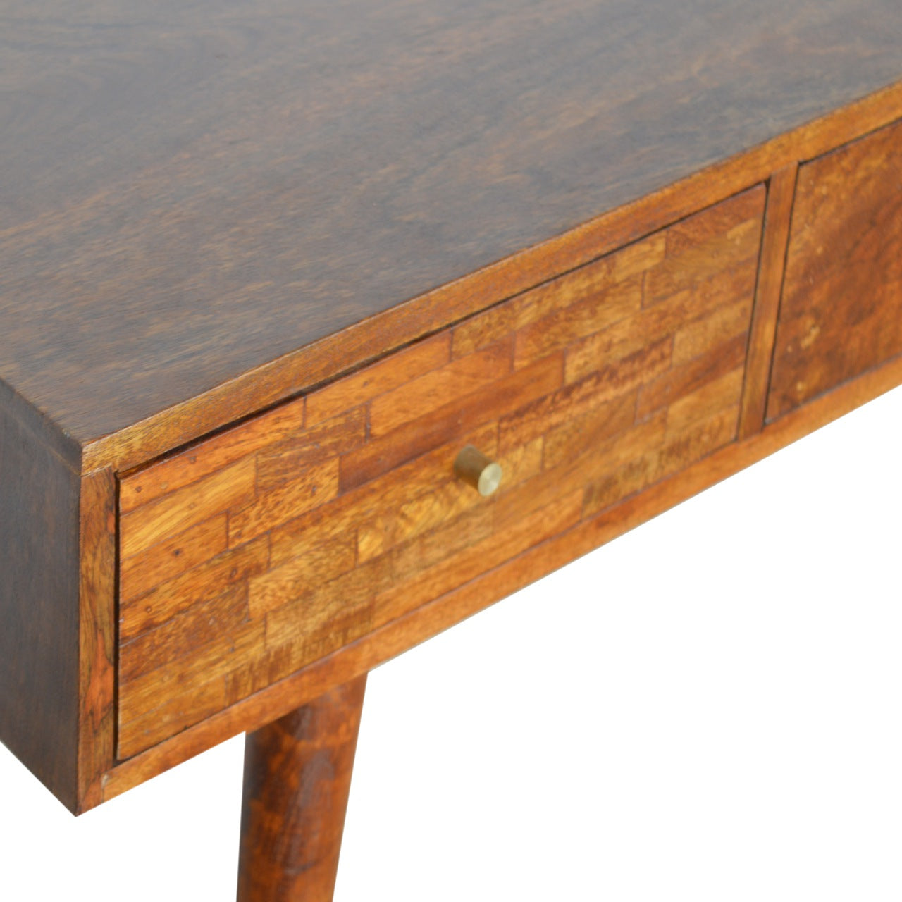 3 Drawer Mixed Chestnut Console Table - mancavesuperstore