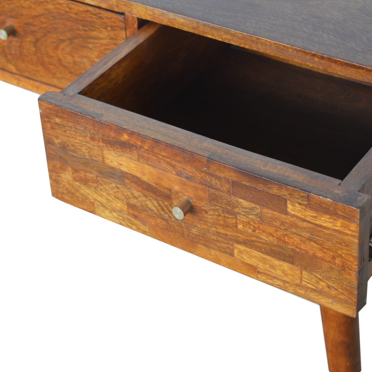 3 Drawer Mixed Chestnut Console Table - mancavesuperstore