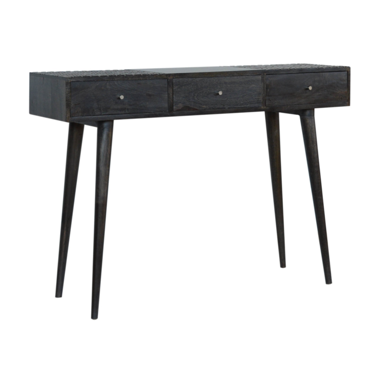 Ash Black 3 Drawer Console Table - mancavesuperstore