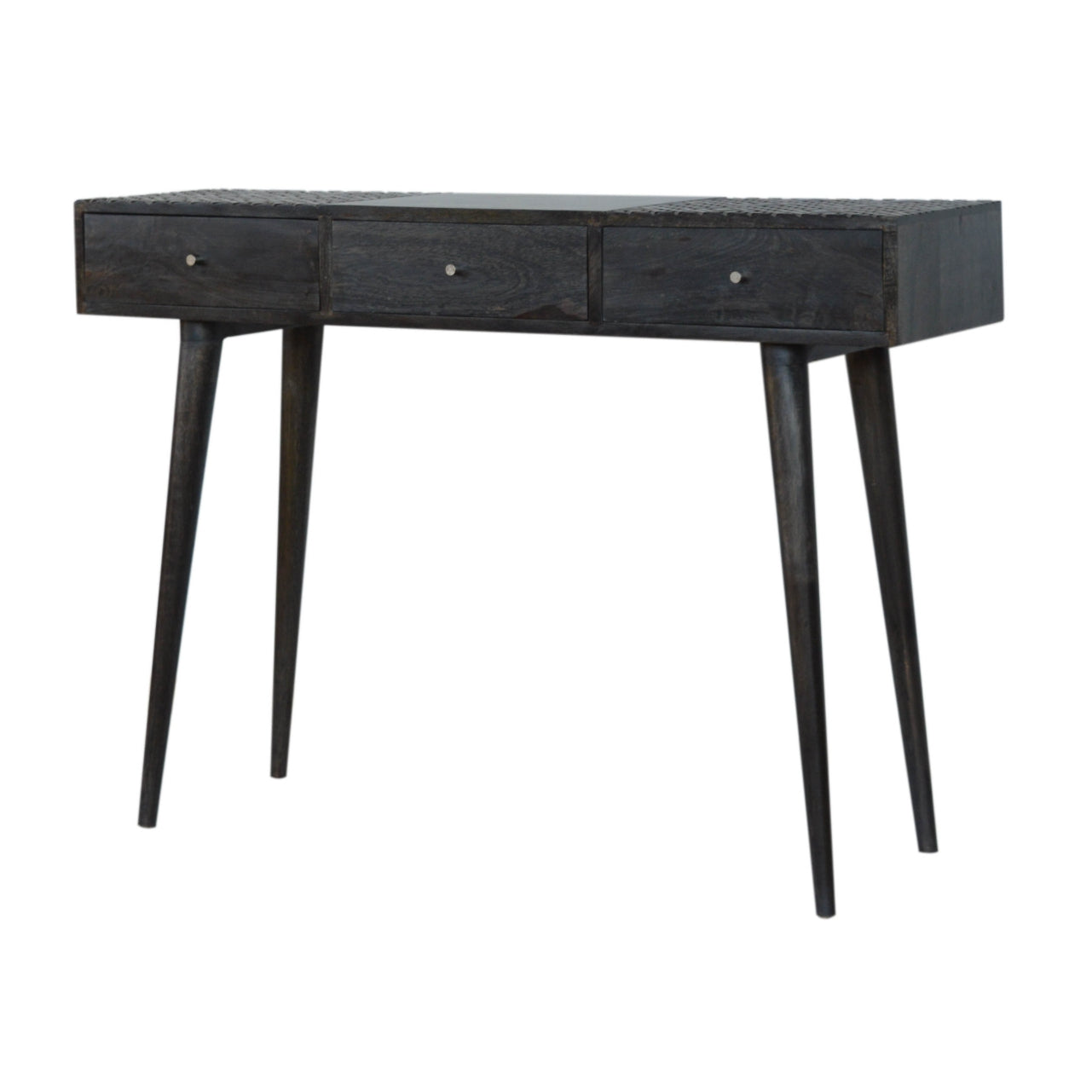 Ash Black 3 Drawer Console Table - mancavesuperstore