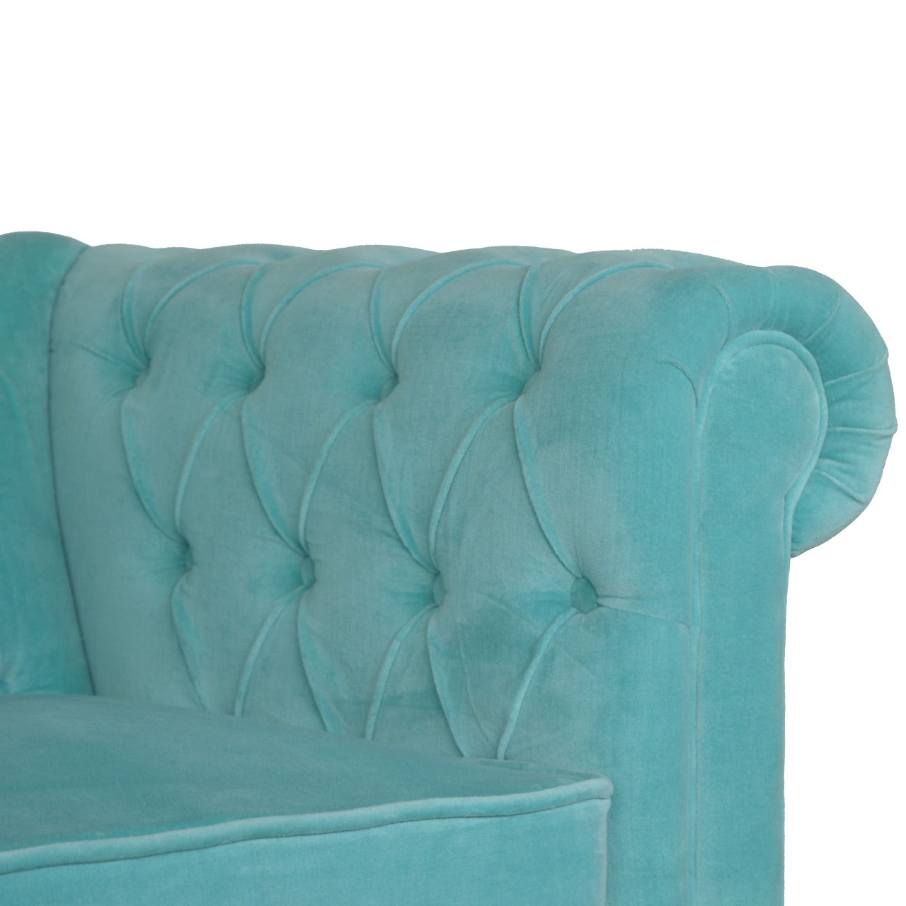 Aqua Velvet Chesterfield Sofa - mancavesuperstore
