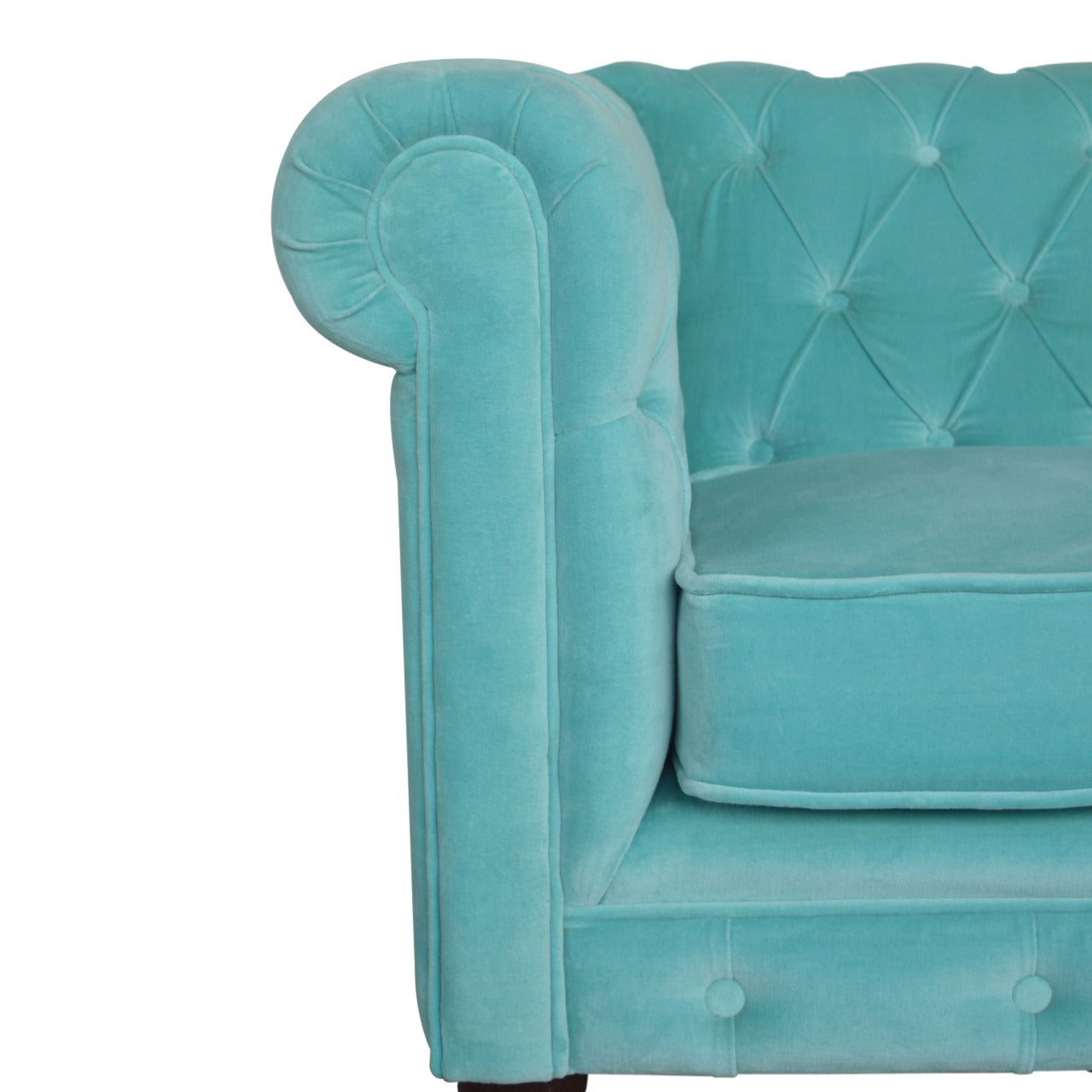 Aqua Velvet Chesterfield Sofa - mancavesuperstore