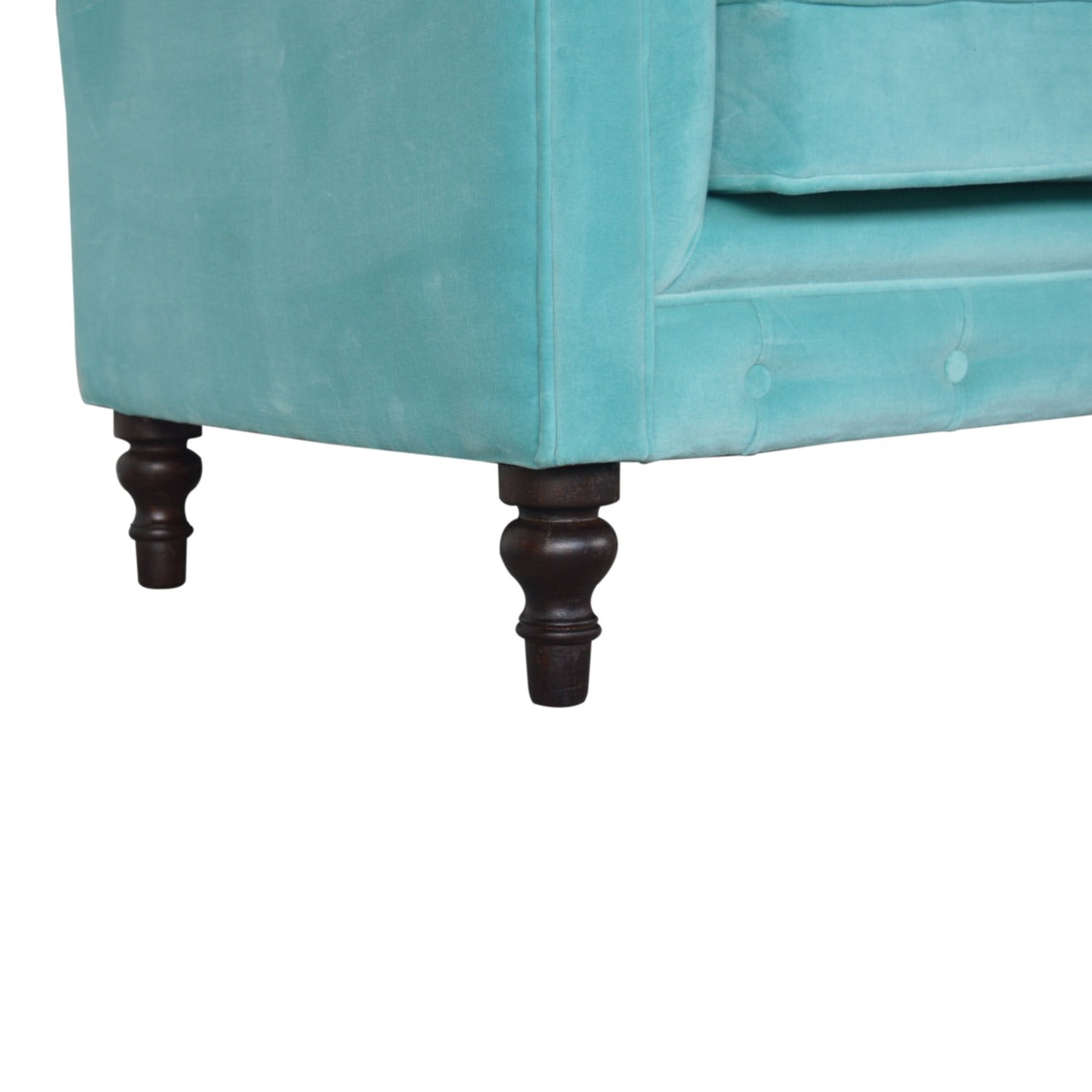 Aqua Velvet Chesterfield Sofa - mancavesuperstore