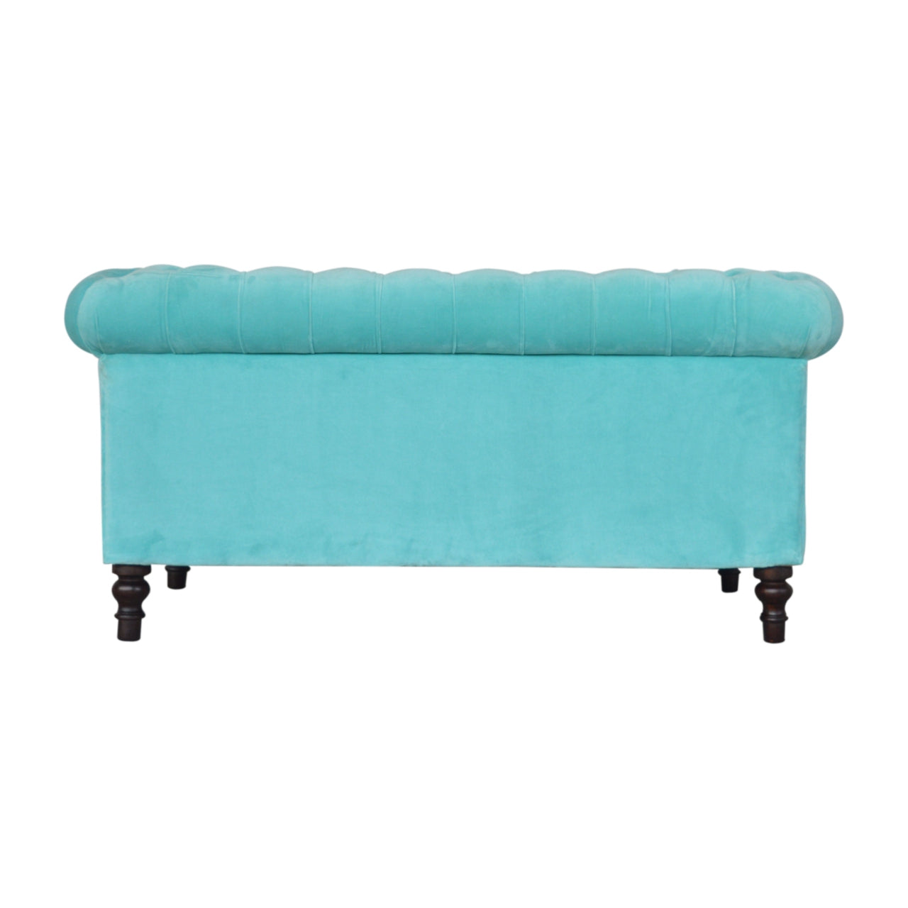 Aqua Velvet Chesterfield Sofa - mancavesuperstore