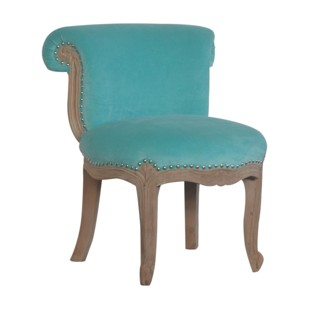 Aqua Velvet Studded Chair - mancavesuperstore