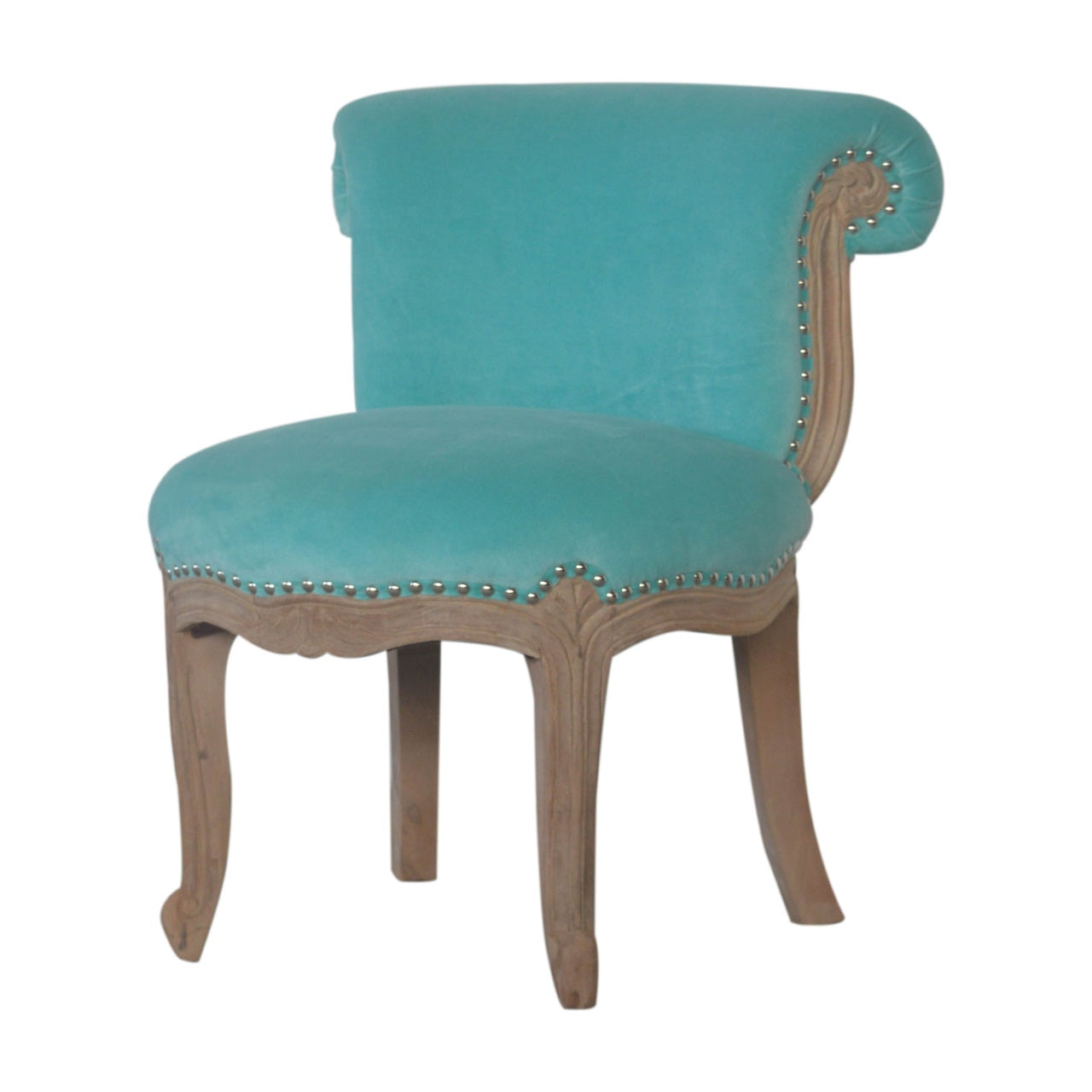 Aqua Velvet Studded Chair - mancavesuperstore