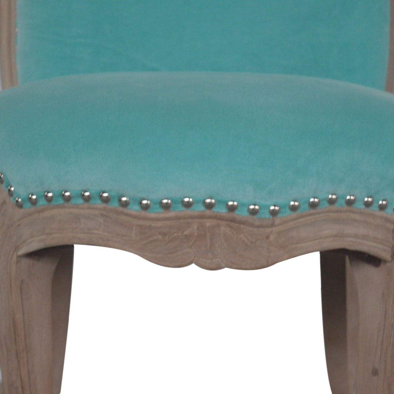 Aqua Velvet Studded Chair - mancavesuperstore