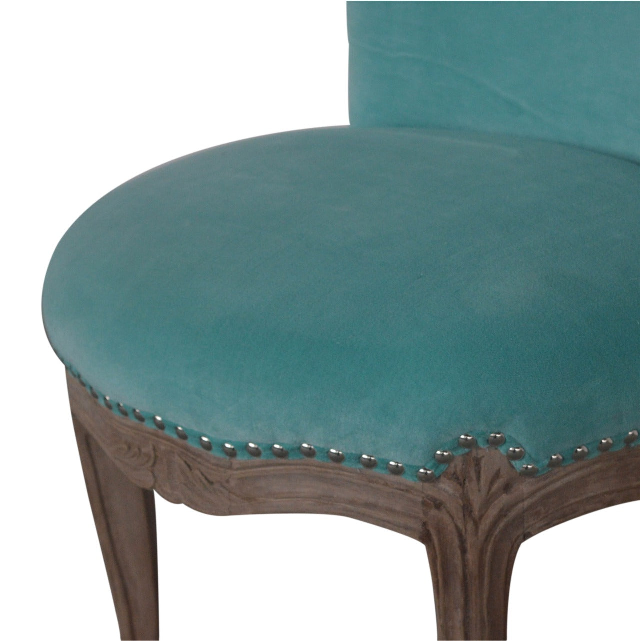Aqua Velvet Studded Chair - mancavesuperstore