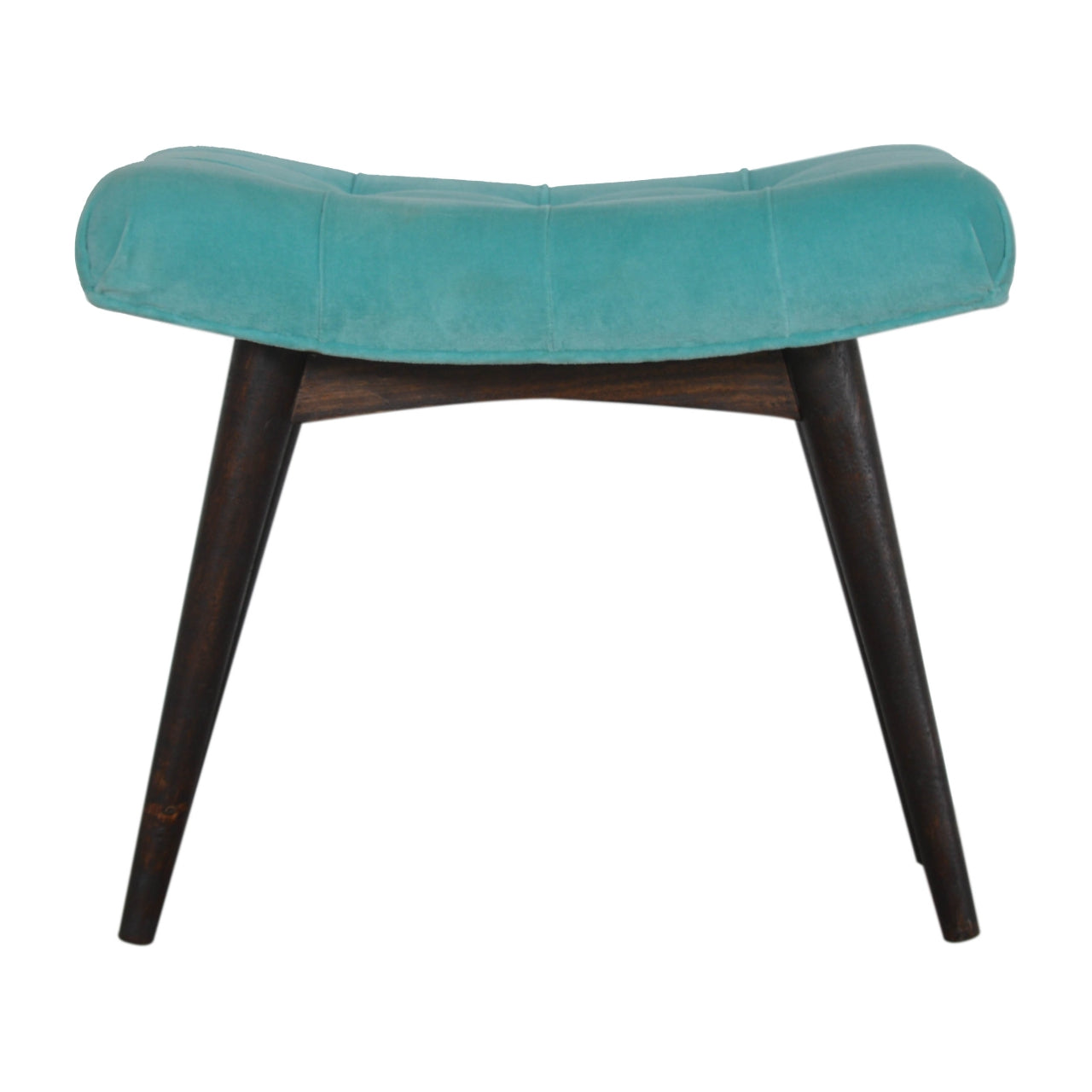 Aqua Cotton Velvet Curved Bench - mancavesuperstore
