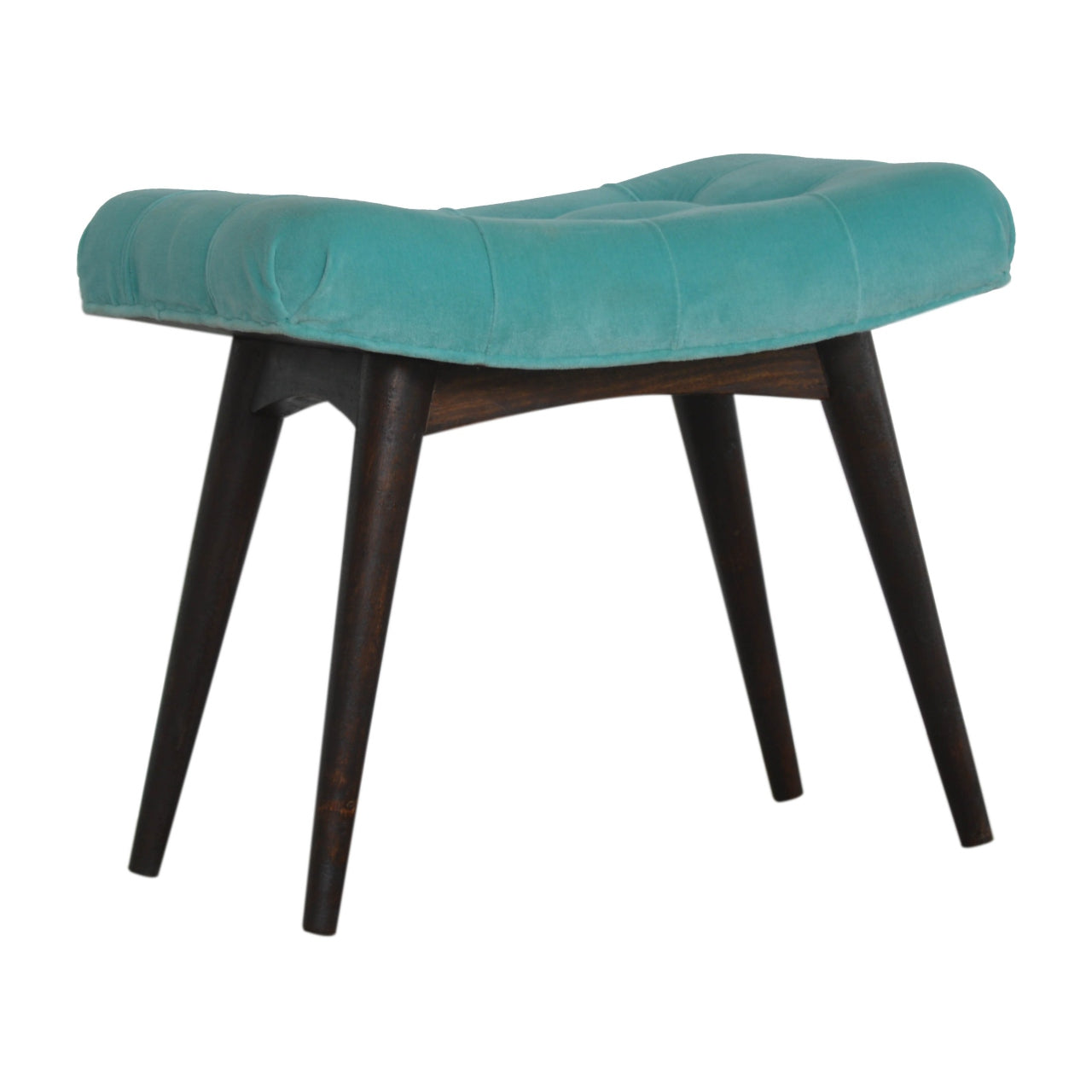 Aqua Cotton Velvet Curved Bench - mancavesuperstore