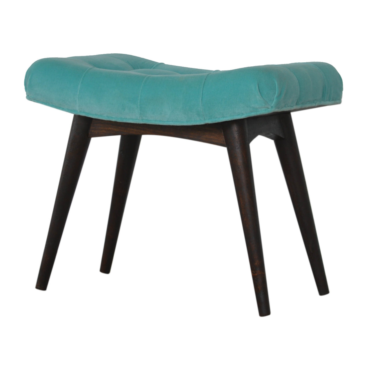 Aqua Cotton Velvet Curved Bench - mancavesuperstore