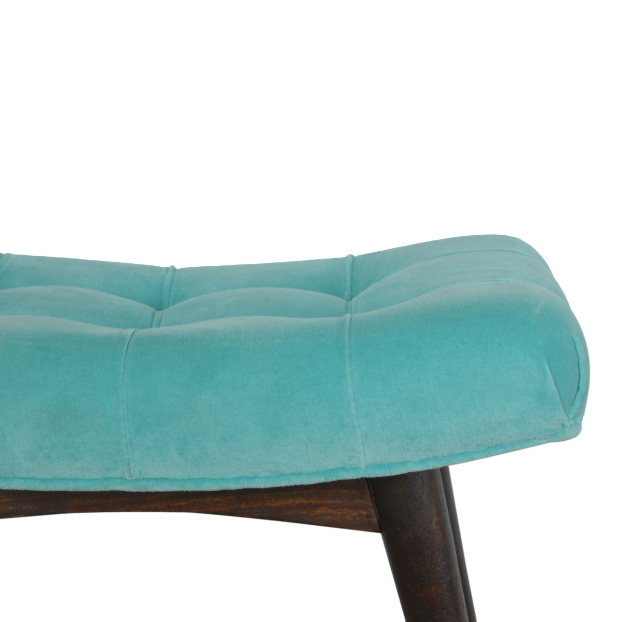Aqua Cotton Velvet Curved Bench - mancavesuperstore