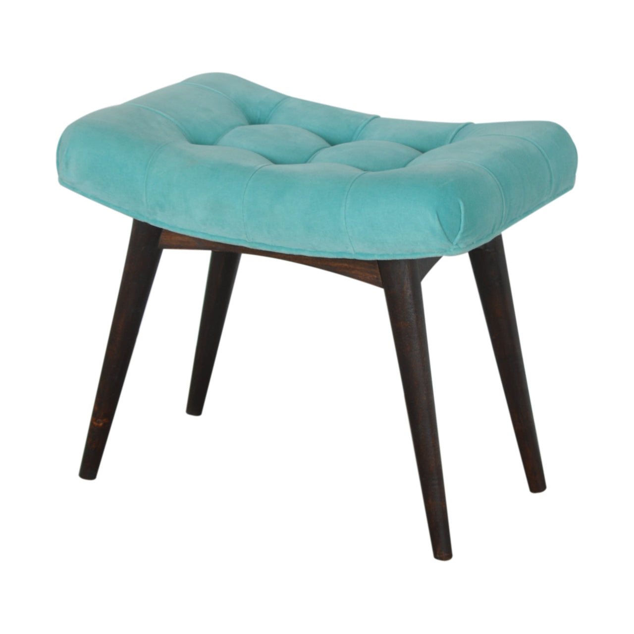 Aqua Cotton Velvet Curved Bench - mancavesuperstore
