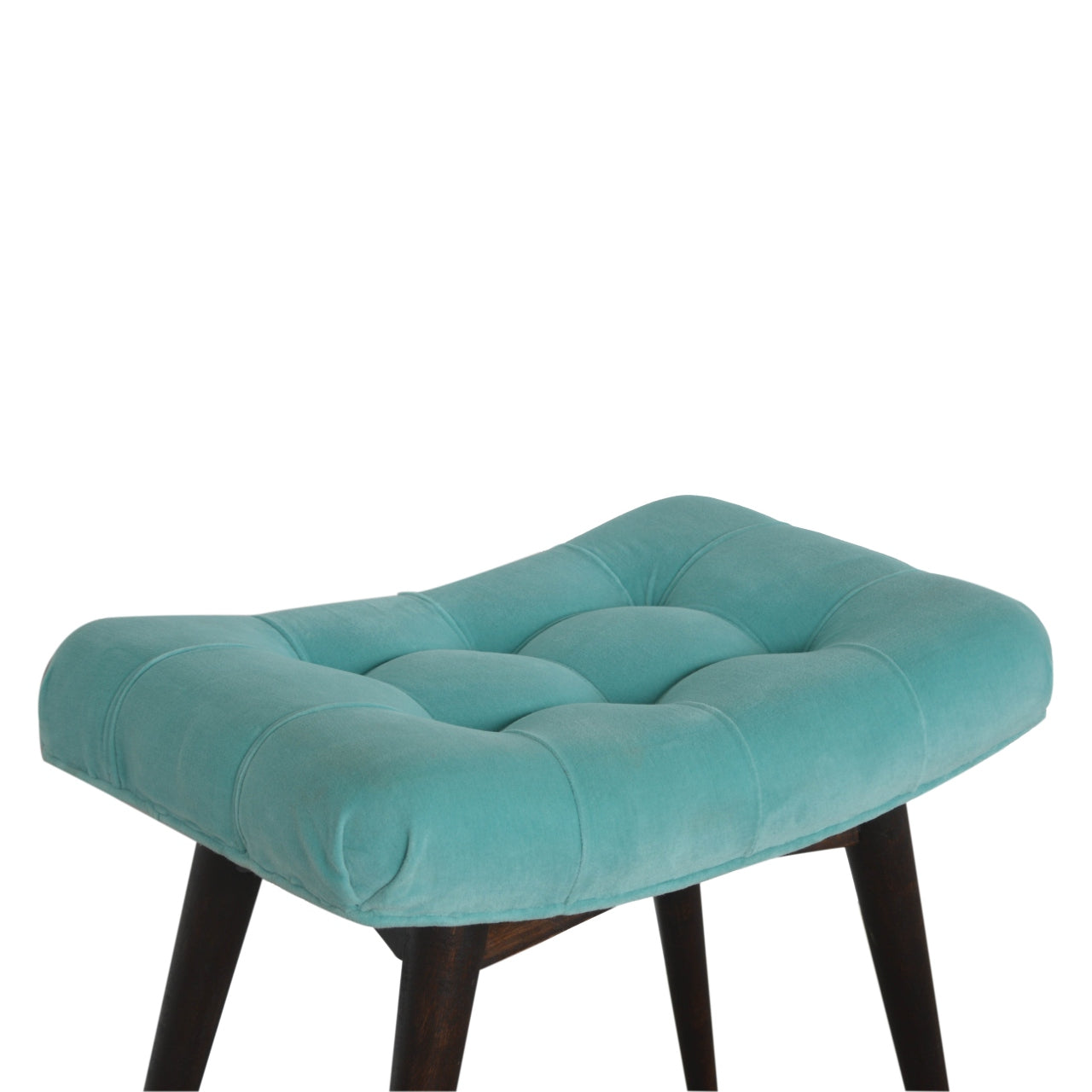 Aqua Cotton Velvet Curved Bench - mancavesuperstore