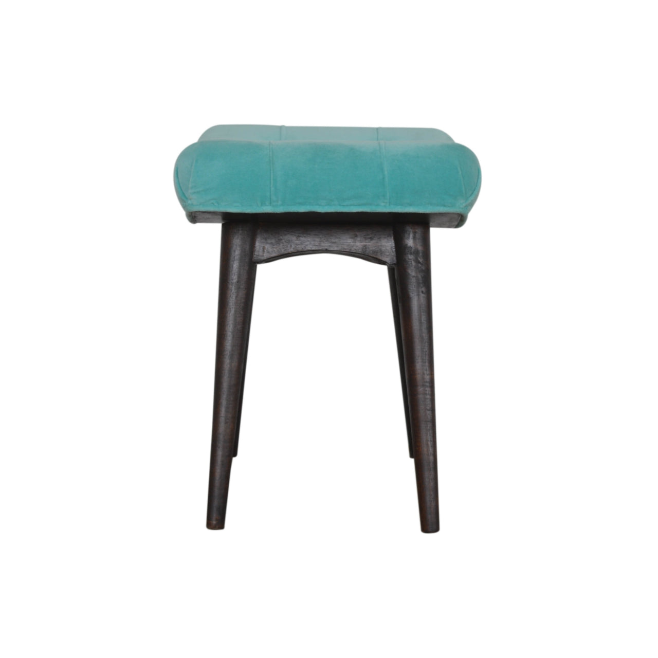 Aqua Cotton Velvet Curved Bench - mancavesuperstore