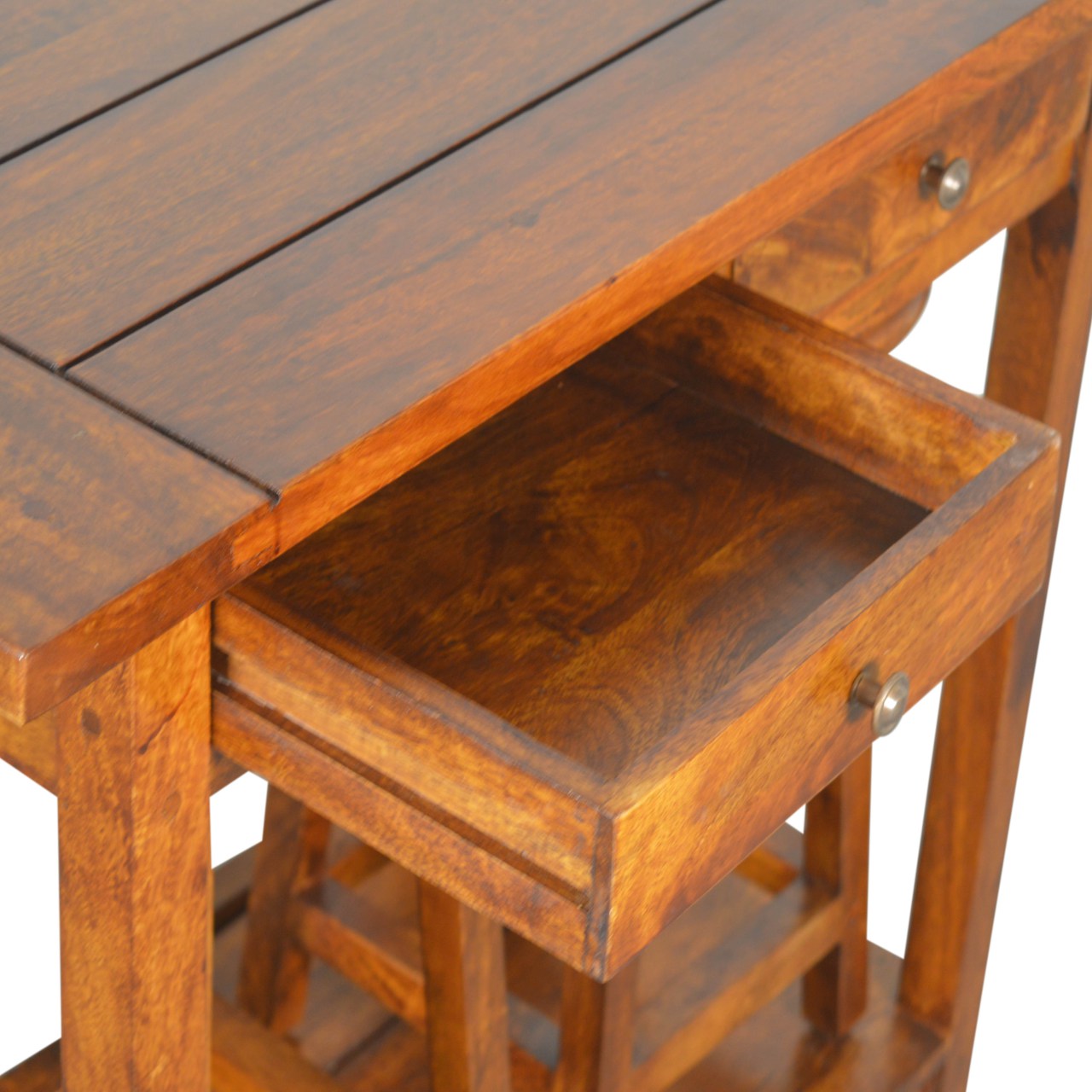 Fold & Pack Away Chestnut Breakfast Table With 2 Stools - mancavesuperstore