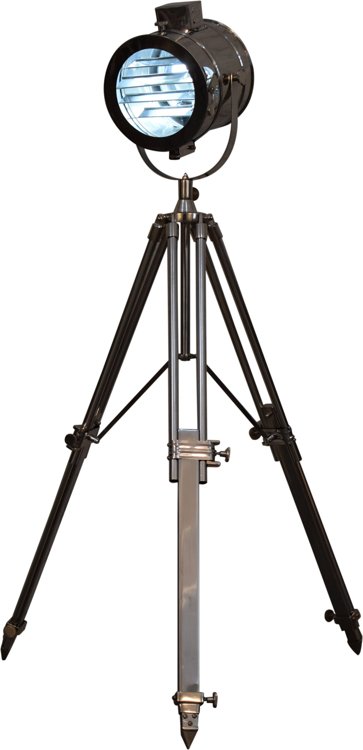 Industrial Tripod Spotlight Floor Lamp - Chrome – mancavesuperstore