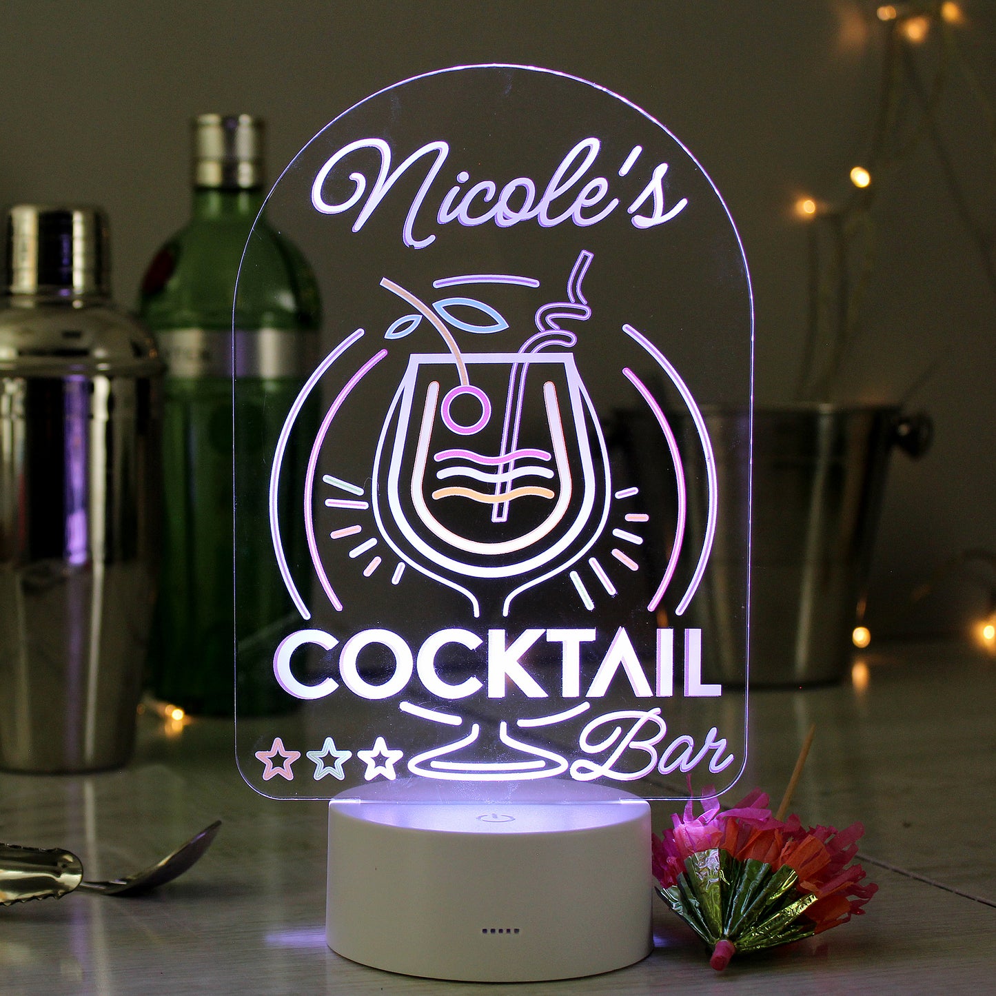 Personalised Light-up Cocktail Bar Sign
