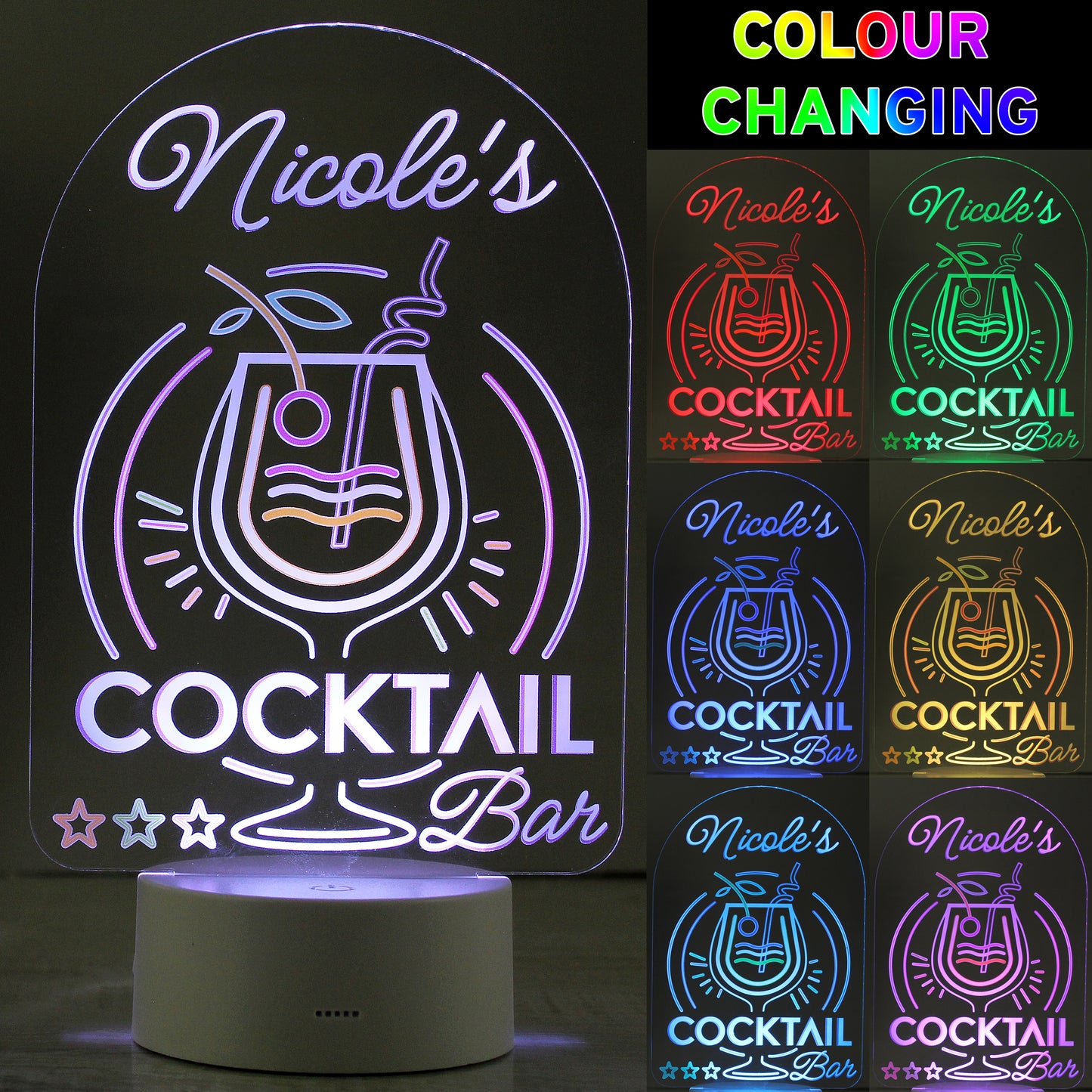 Personalised Light-up Cocktail Bar Sign