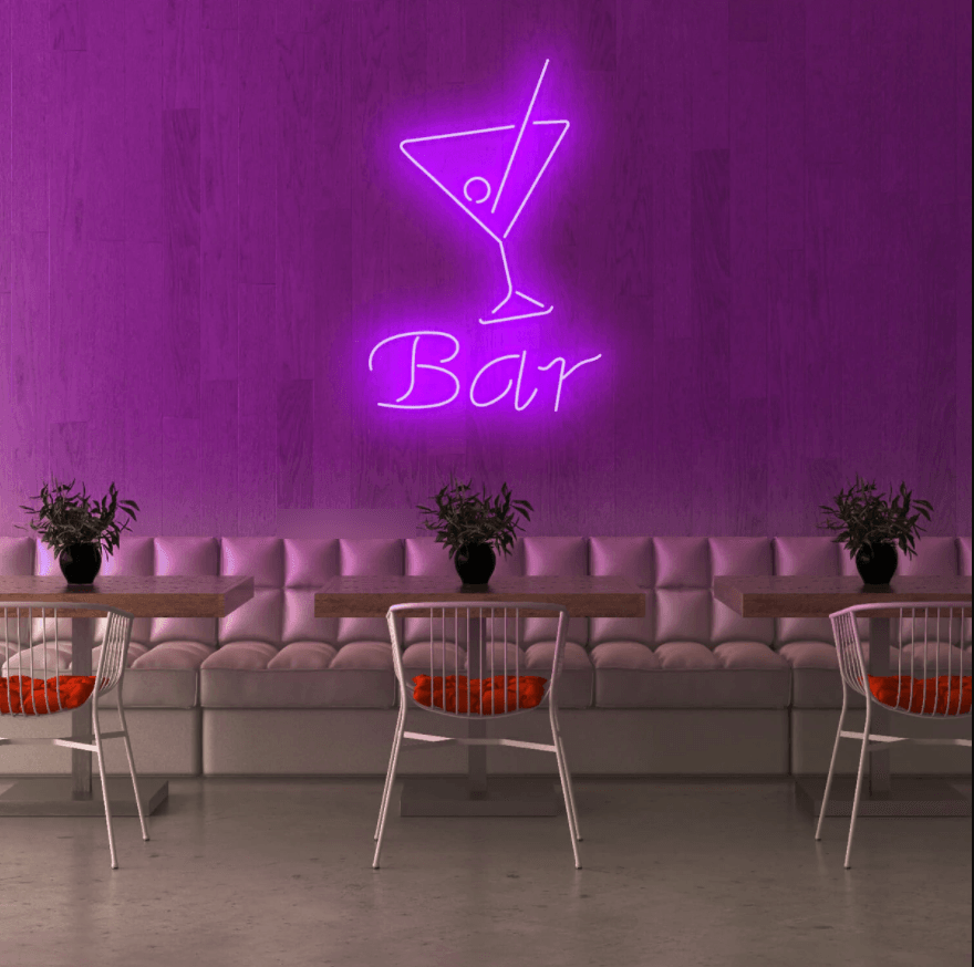 Bar Sign (The Word) & Cocktail Glass Neon Sign - 75cm/100cm - mancavesuperstore